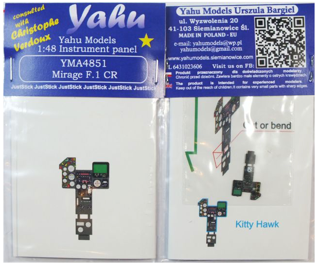 Yahu Models YMA4851 Mirage F.1CT/CR Instrument Panel 1:48