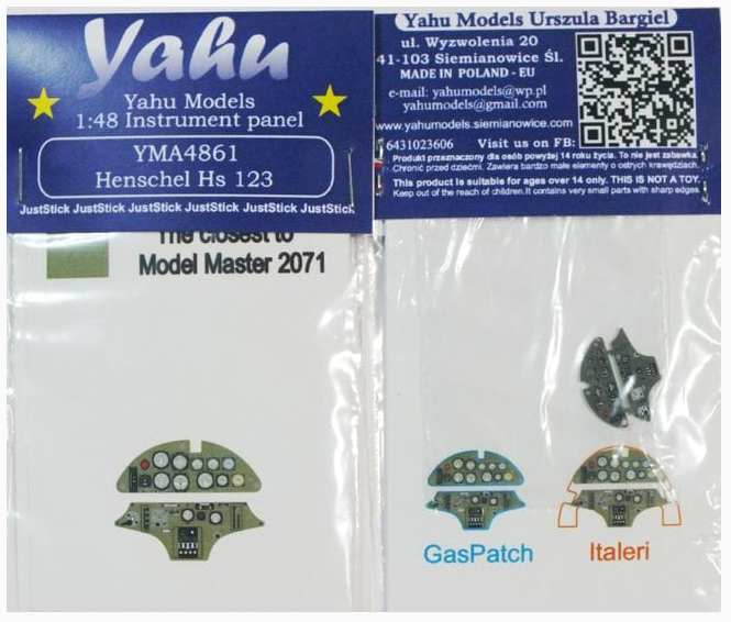 Yahu Models YMA4861 Henschel Hs-123A-1/B-1 Panel 1:48