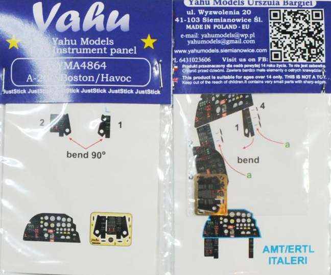 Yahu Models YMA4864 Douglas A-20B Boston/Havoc Instrument Panel 1:48