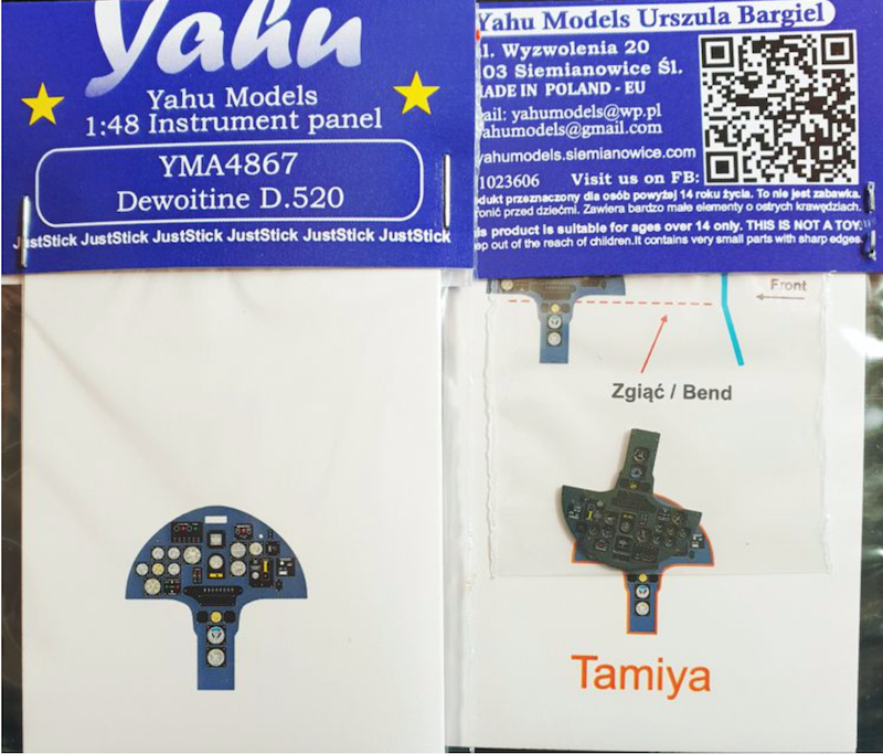 Yahu Models YMA4867 Dewoitine D.520 Instrument Panel 1:48