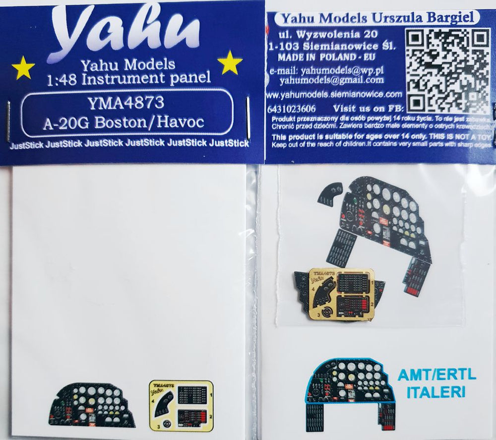 Yahu Models YMA4873 Douglas A-20G/H Boston Instrument Panel 1:48
