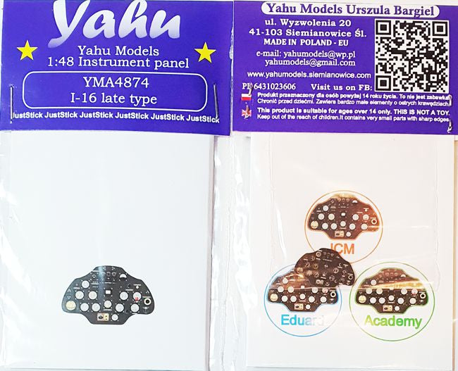 Yahu Models YMA4874 Polikarpov I-16 Late Instrument Panel 1:48