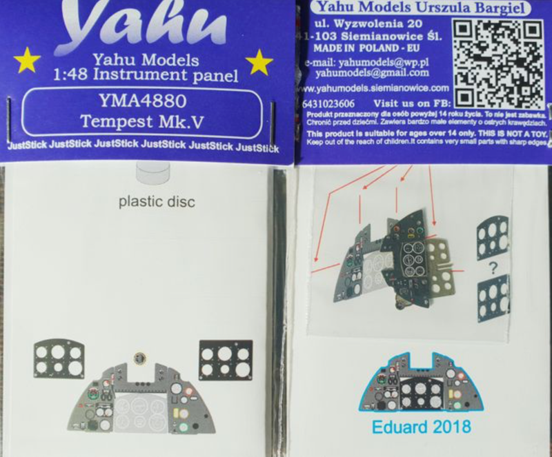 Yahu Models YMA4880 Hawker Tempest Mk.V Instrument Panel 1:48