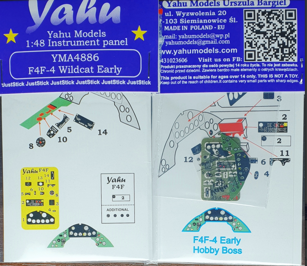 Yahu Models YMA4886 Grumman F4F-4 Wildcat Early Instrument Panel 1:48