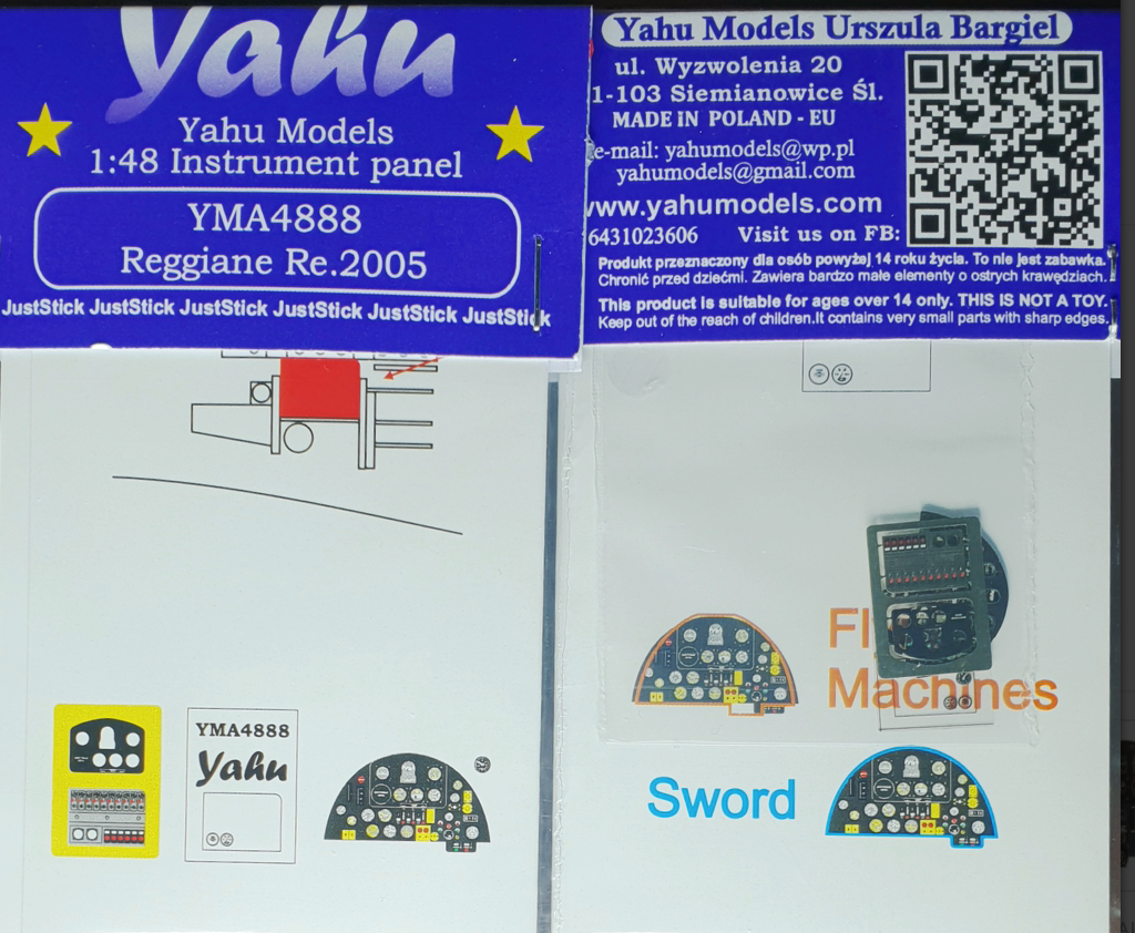 Yahu Models YMA4888 Reggiane Re.2005 Instrument Panel 1:48