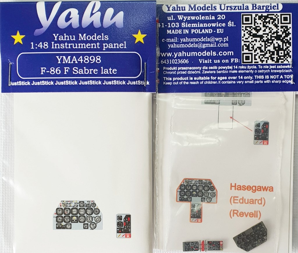 Yahu Models YMA4898 F-86F Sabre Late Instrument Panel 1:48