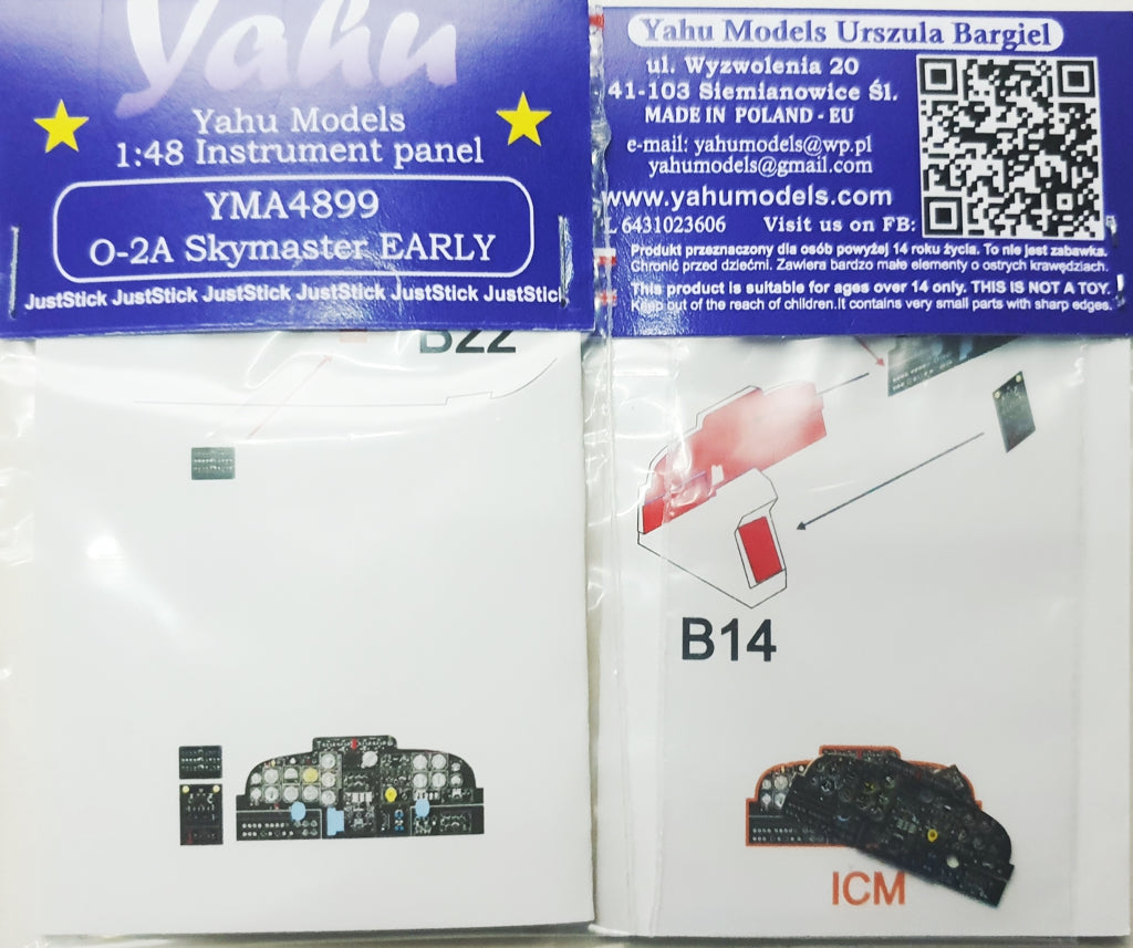 Yahu Models YMA4899 Cessna O-2A Skymaster Instrument Panel 1:48
