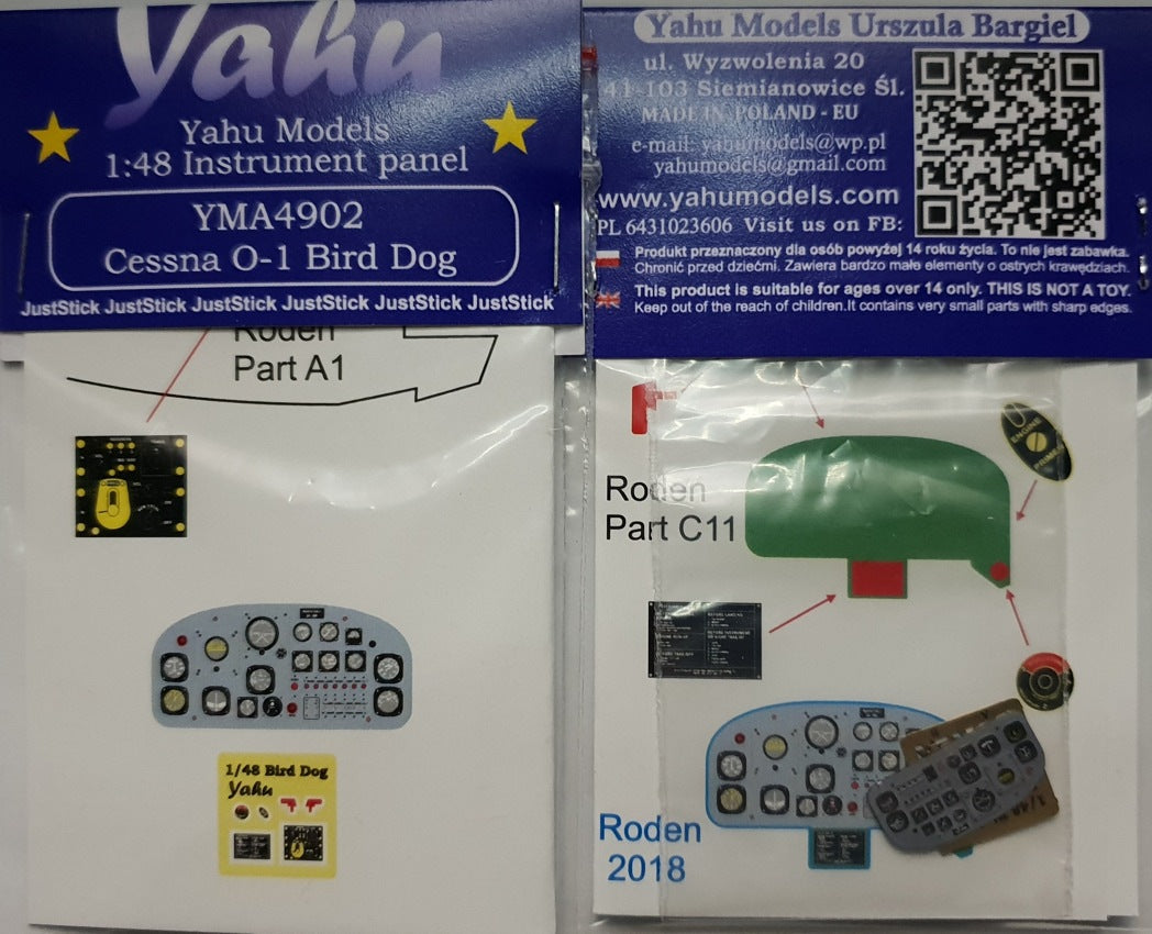 Yahu Models YMA4902 1:48 Cessna L-19/O-1 Bird Dog instrument panel