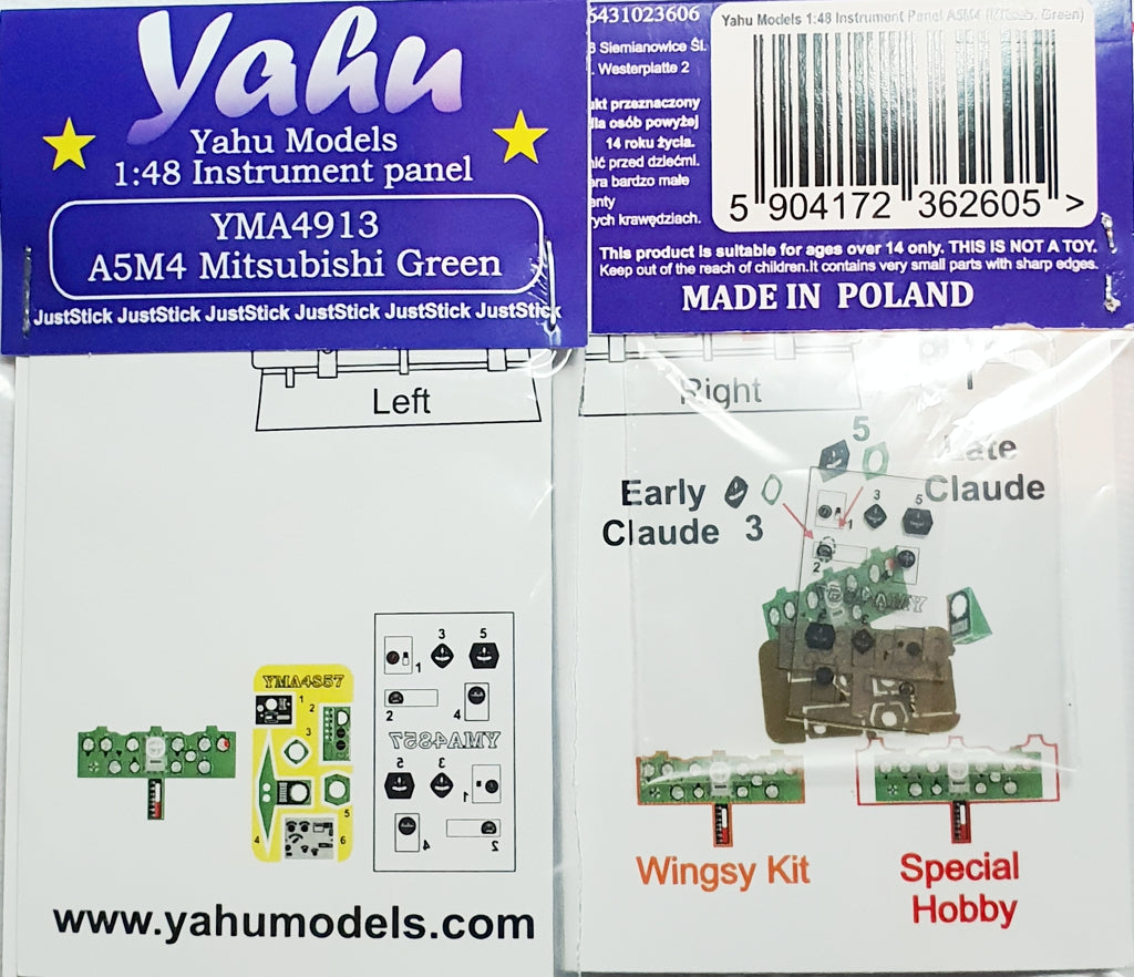 Yahu Models YMA4913 1:48 Mitsubishi A5M4 Claude Green instrument panel