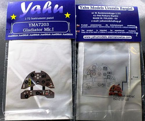 Yahu Models YMA7203 1:72 Gloster Gladiator Mk.I Photoetched instrument panels