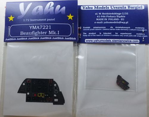 Yahu Models YMA7221 1:72 Bristol Beaufighter Mk.I Photoetched instrument panels