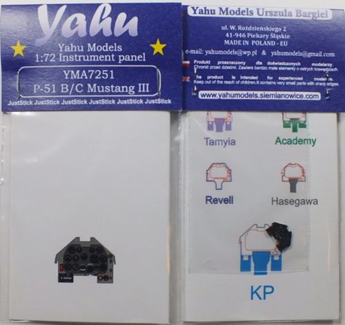 Yahu Models YMA7251 P-51B/C Mustang Instrument Panel 1:72
