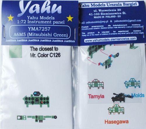 Yahu Models YMA7257 1:72 Mitsubishi A6M5 Zero Photoetched instrument panels