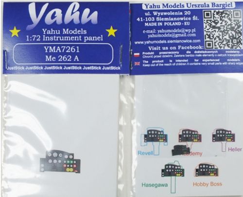 Yahu Models YMA7261 1:72 Messerschmitt Me-262A-1a Photoetched instrument panels