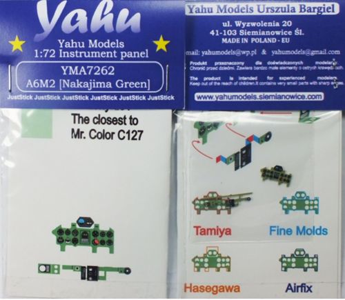 Yahu Models YMA7262 1:72 Nakajima A6M2 Zero Photoetched instrument panels