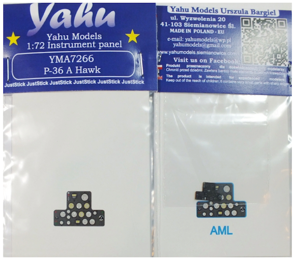 Yahu Models YMA7266 1:72 Curtiss P-36A Hawk Photoetched instrument panels
