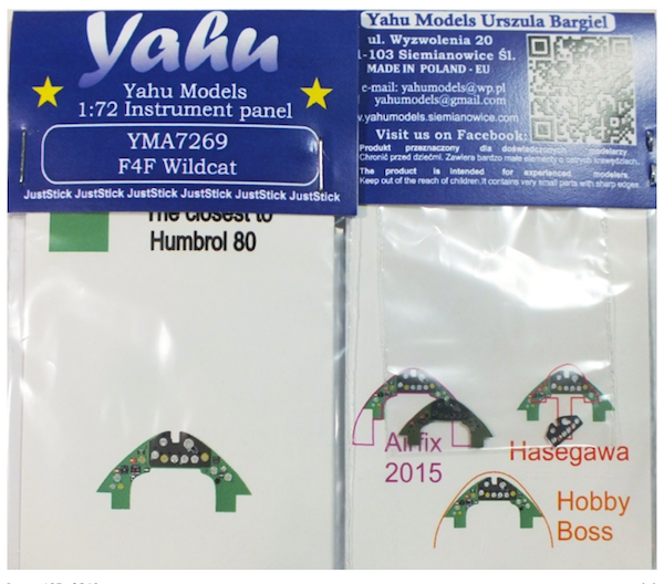Yahu Models YMA7269 1:72 Grumman F4F-4 Wildcat Photoetched instrument panels