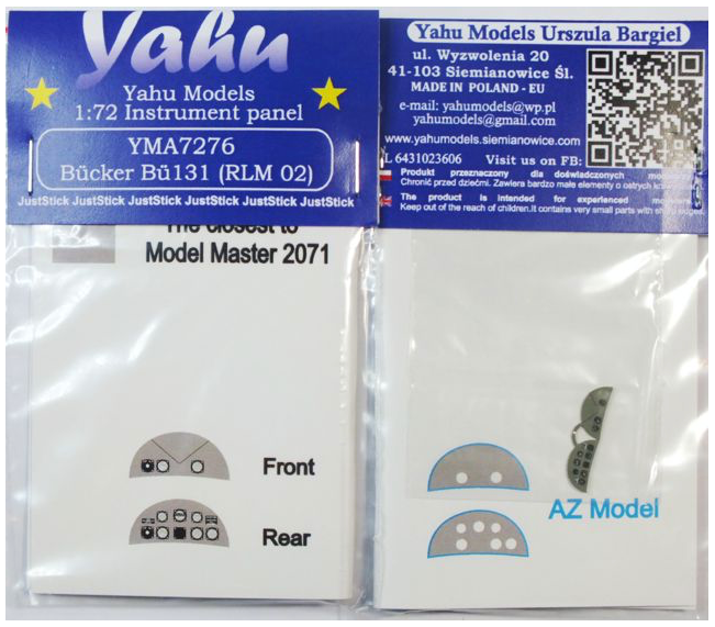 Yahu Models YMA7276 1:72 Bucker Bu-131A/Bu-131D Photoetched instrument panels.