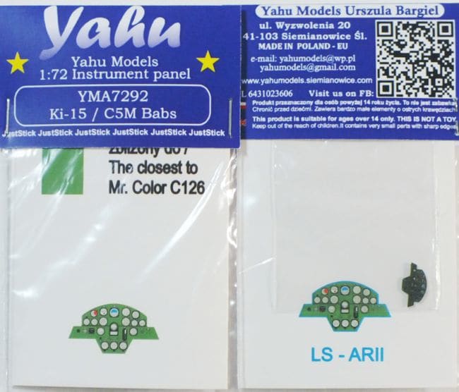 Yahu Models YMA7292 1:72 Mitsubishi Ki-15-1/C5M2 Babs PE Instr.