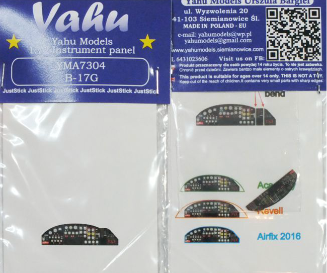 Yahu Models YMA7304 1:72 Boeing B-17G Flying Fortress PE Instr.