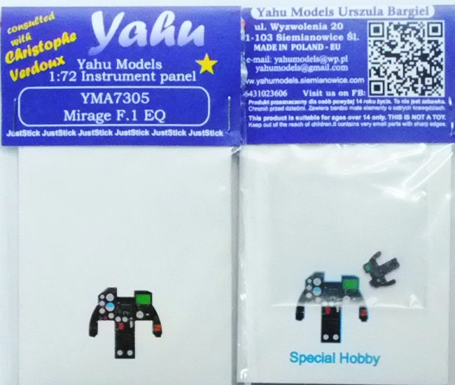 Yahu Models YMA7305 1:72 Dassault_Mirage F.1EQ/ED Photoetched instrument panels