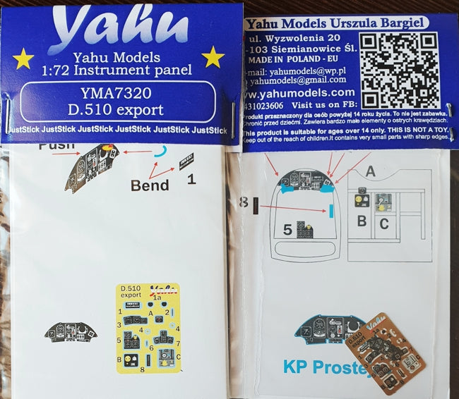 Yahu Models YMA7320 1:72 Dewoitine D.510 instrument panel