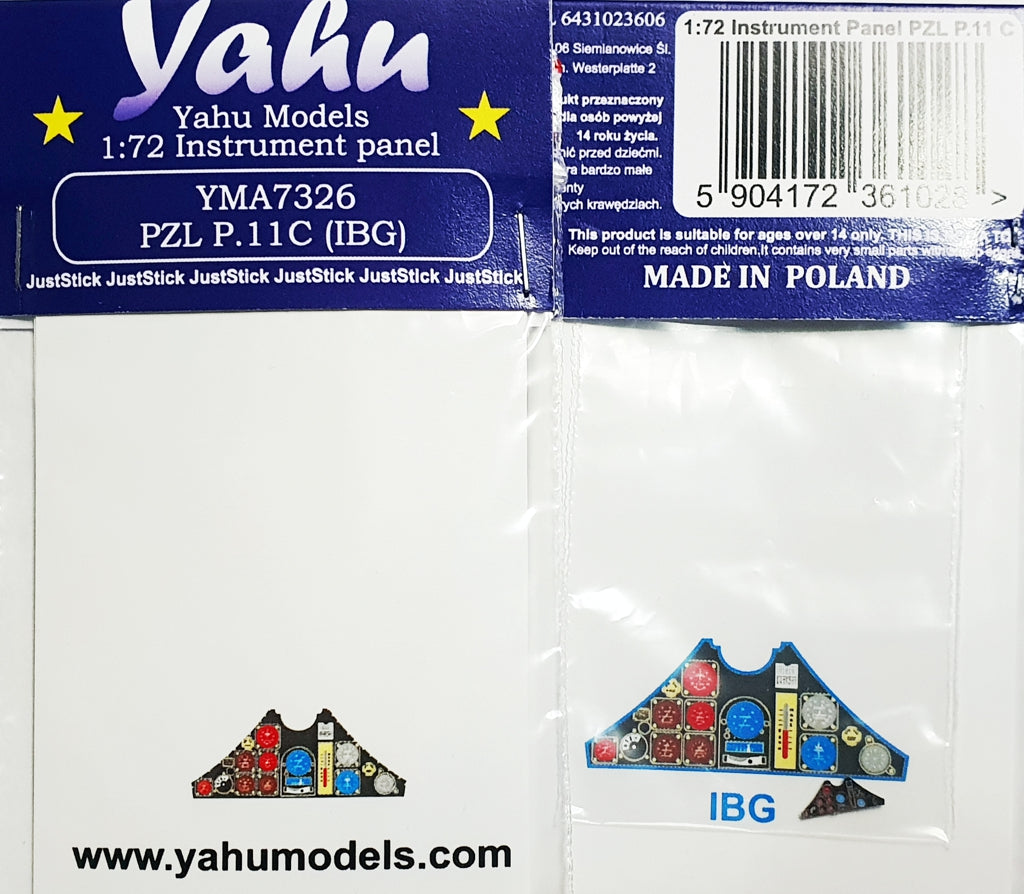 Yahu Models YMA7326 1:72 PZL P.11C instrument panel