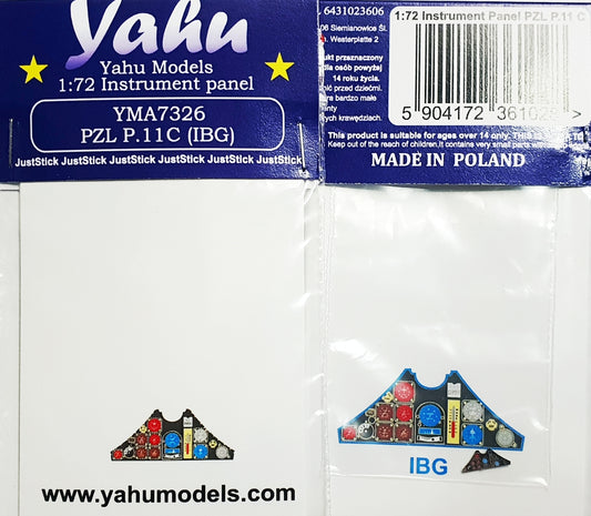 Yahu Models YMA7326 1:72 PZL P.11C instrument panel