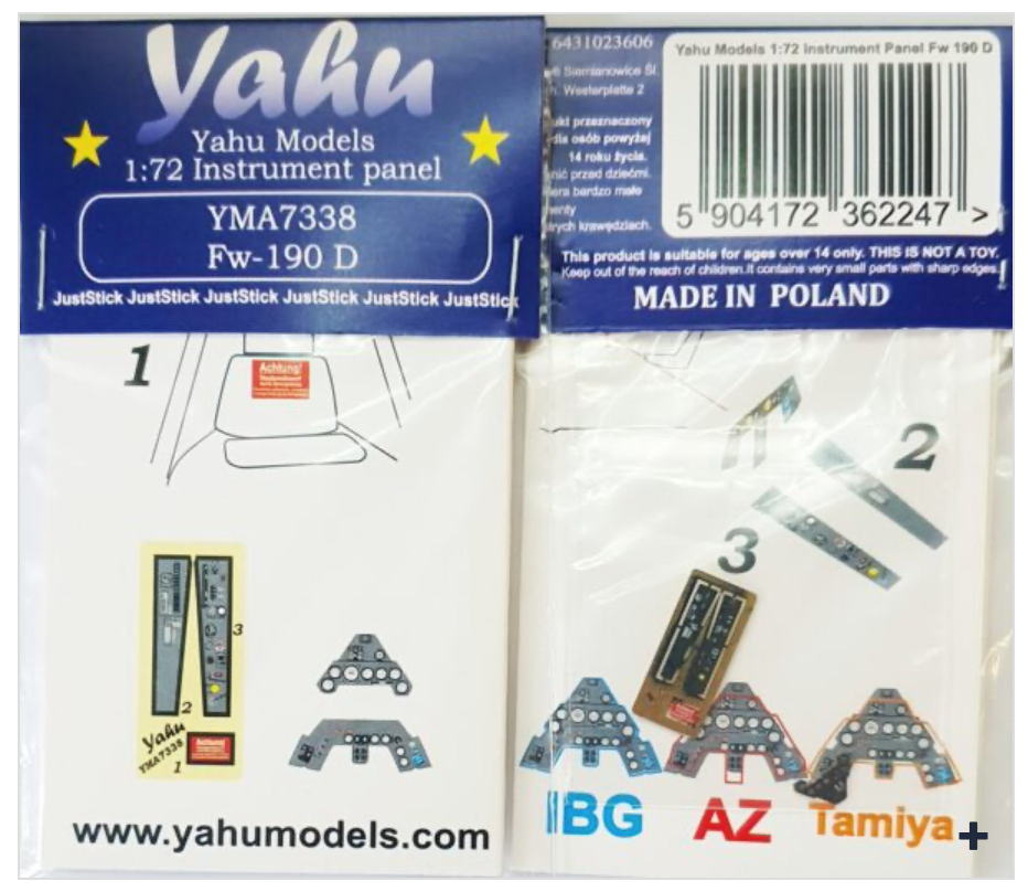 Yahu Models YMA7338 1:72 Focke-Wulf Fw-190D instrument panel