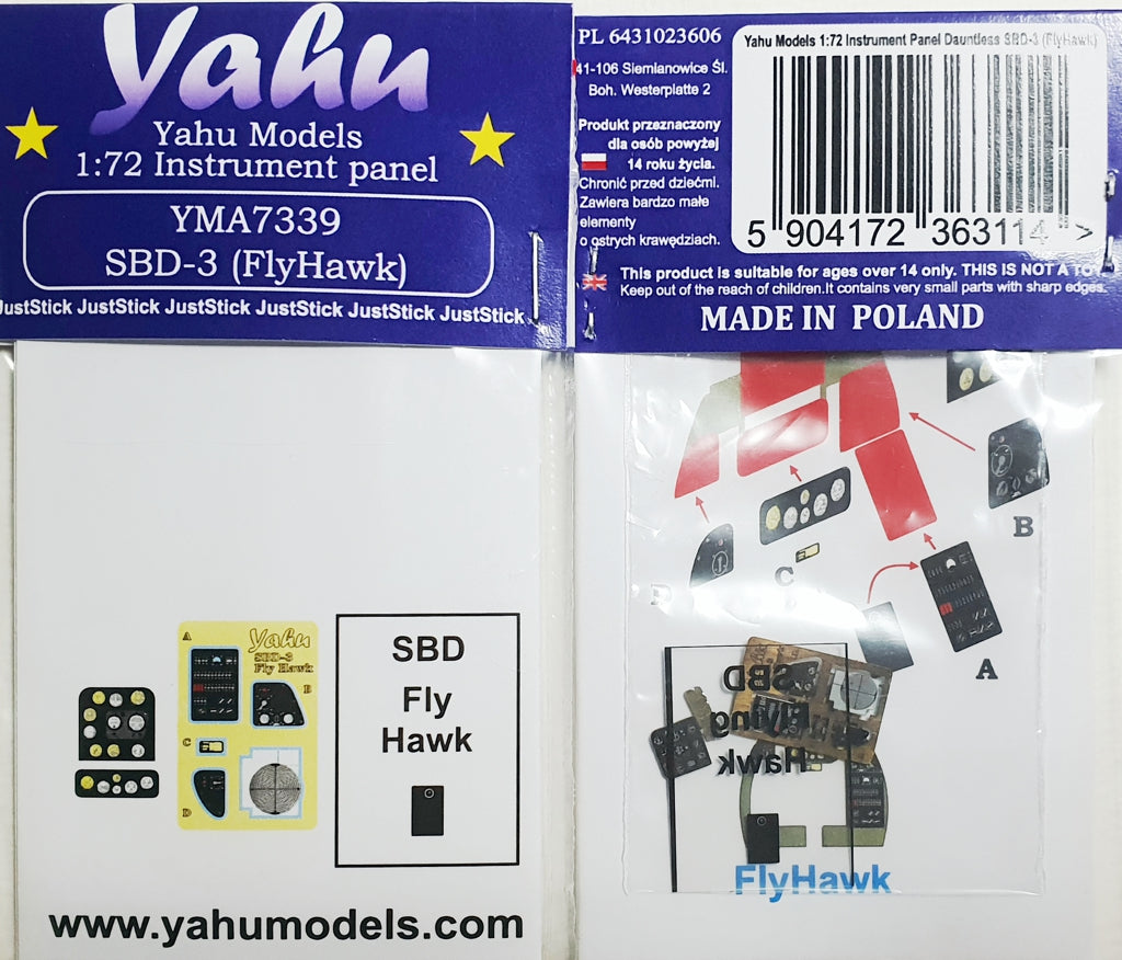 Yahu Models YMA7339 1:72 Douglas SBD-3 Dauntless instrument panel