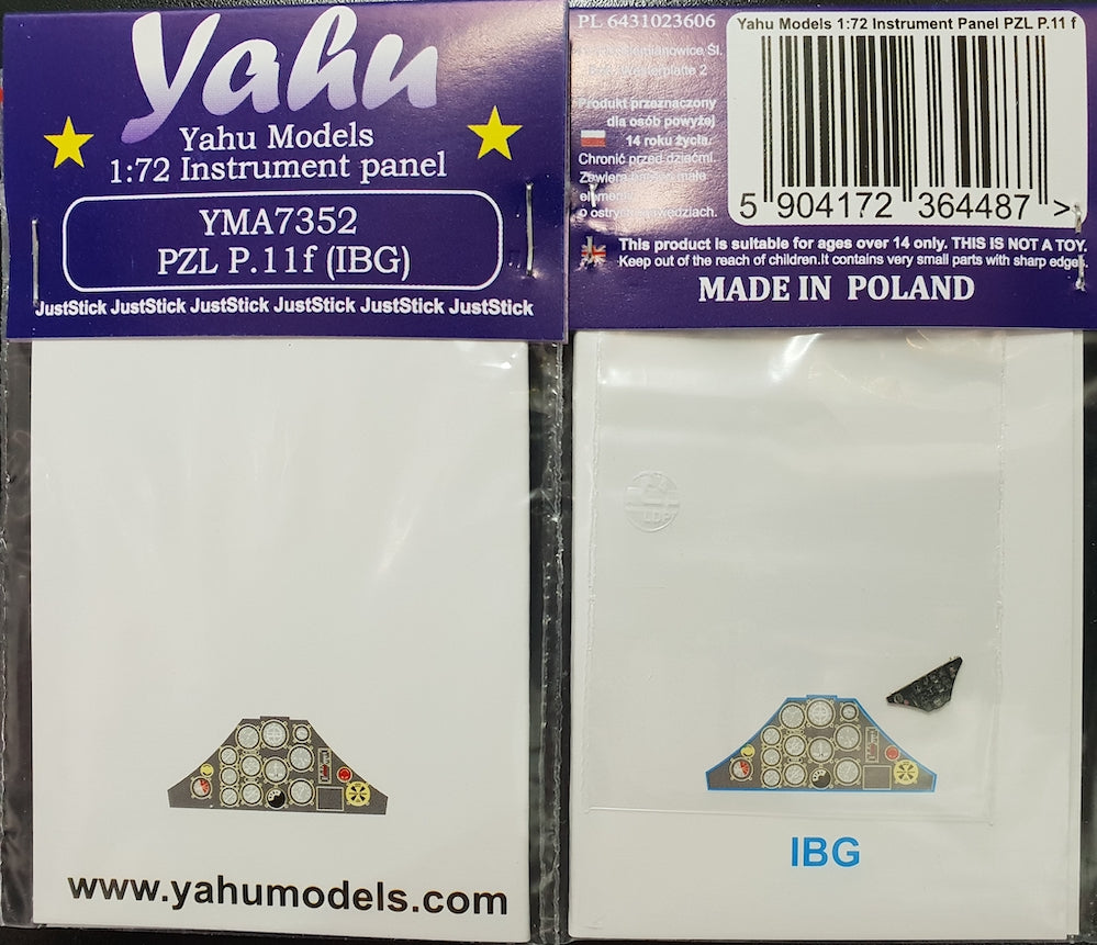 Yahu Models YMA7352 1:72 PZL P.11F instrument panel