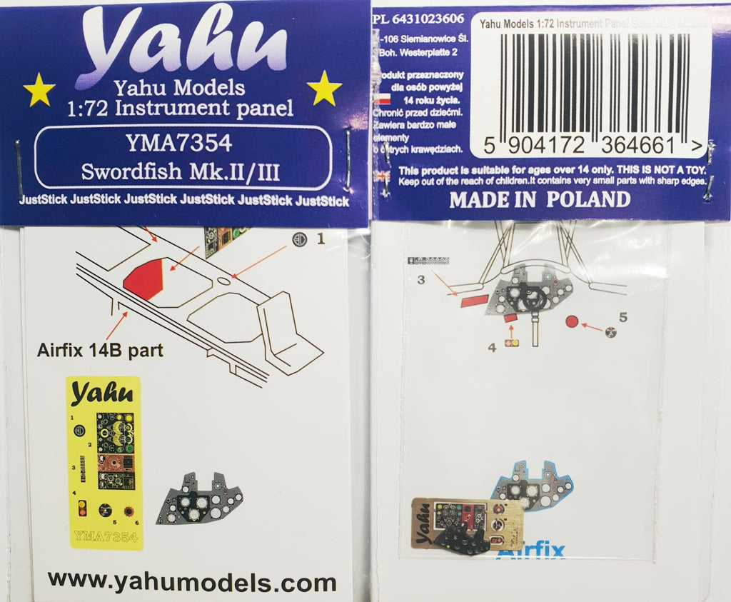 Yahu Models YMA7354 1:72 Fairey Swordfish Mk.II/Mk.III pre-painted Instr. Panel