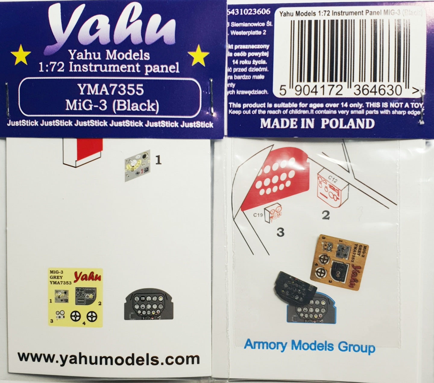Yahu Models YMA7355 1:72 Mikoyan MiG-3 Black instrument panel