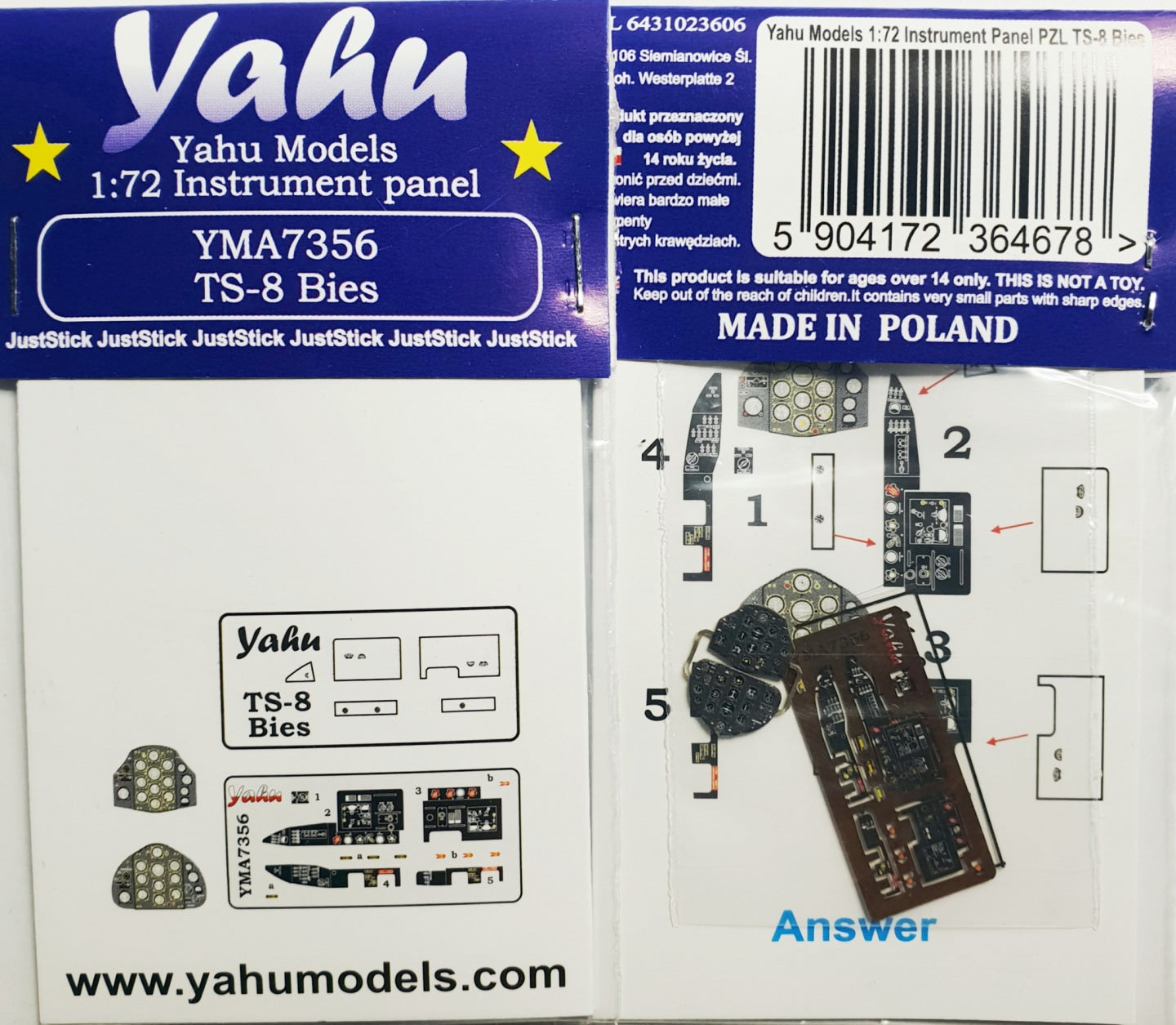 Yahu Models YMA7356 1:72 PZL TS-8 Bies instrument panel