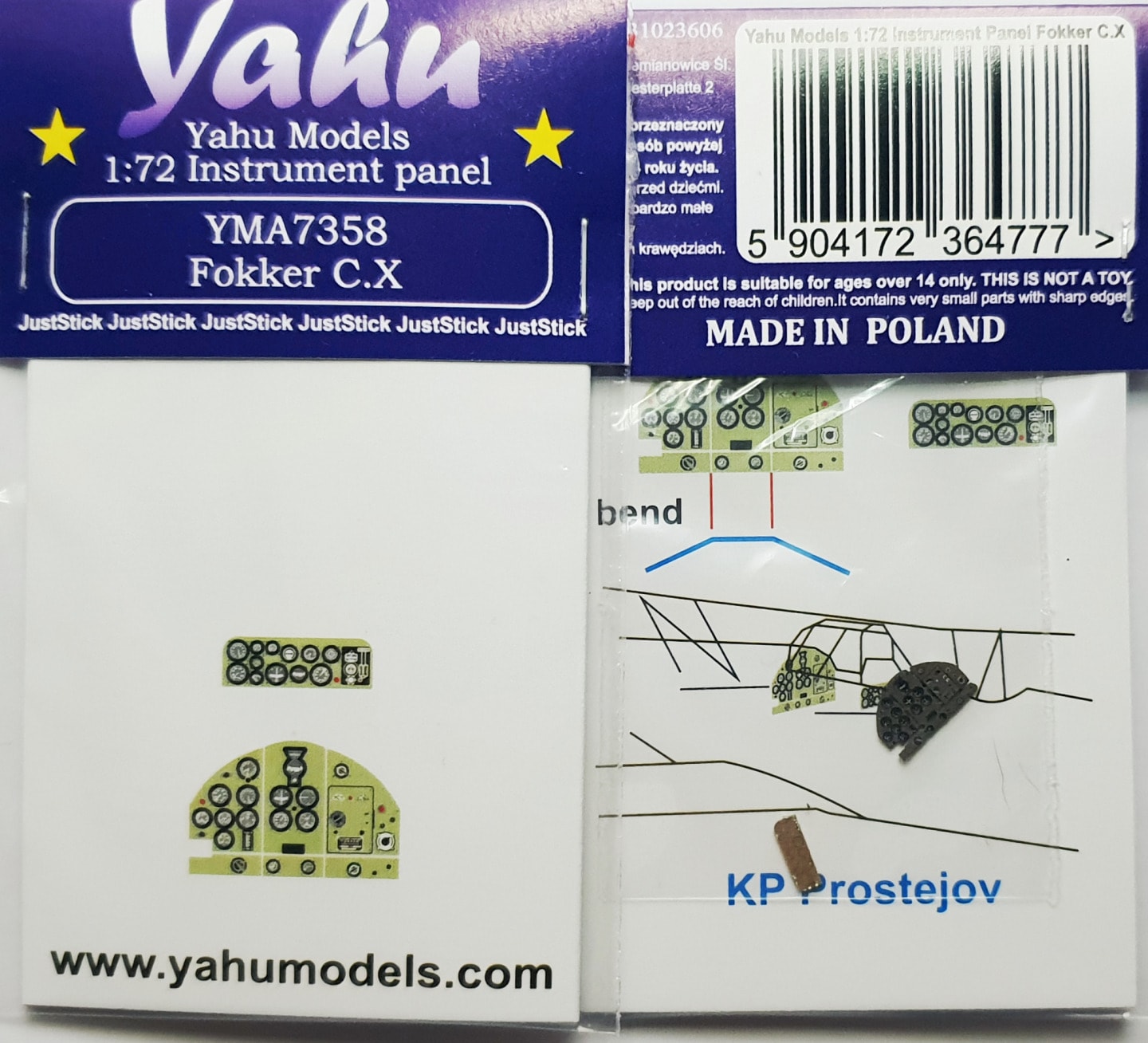 Yahu Models YMA7358 1:72 Fokker C.X pre-painted, etched instrument panel
