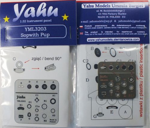 Yahu Models YML3203 1:32 Sopwith Pup instrument panel