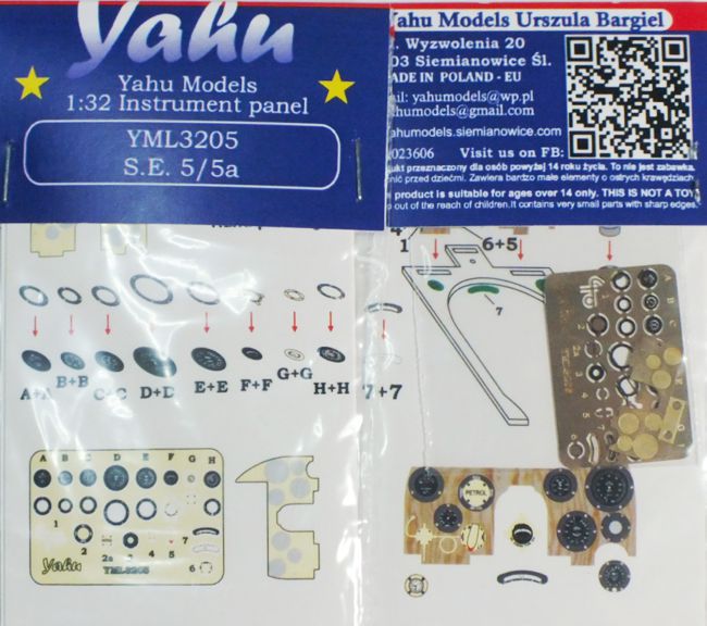 Yahu Models YML3205 1:32 Royal_Aircraft_Factory S.E.5a PE Instr.