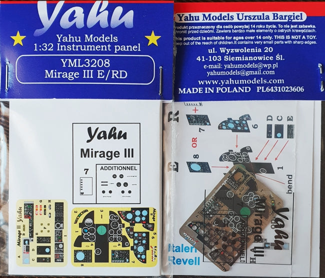 Yahu Models YML3208 1:32 Dassault_Mirage IIIE/R instrument panel