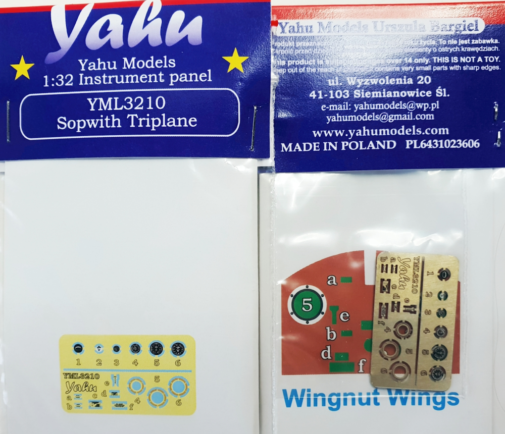 Yahu Models YML3210 1:32 Sopwith Triplane instrument panel