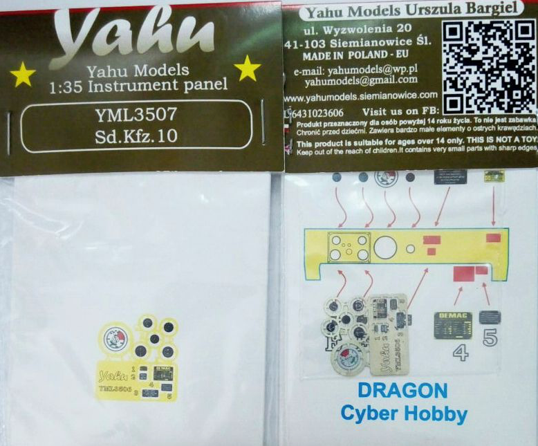 Yahu Models YML3507 1:35 German Sd.Kfz.10 Photoetched instrument panels