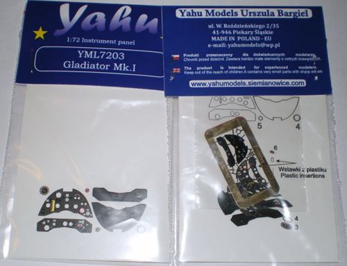Yahu YML7203 Gloster Gladiator Mk.I Etched Instrument Panel 1:72