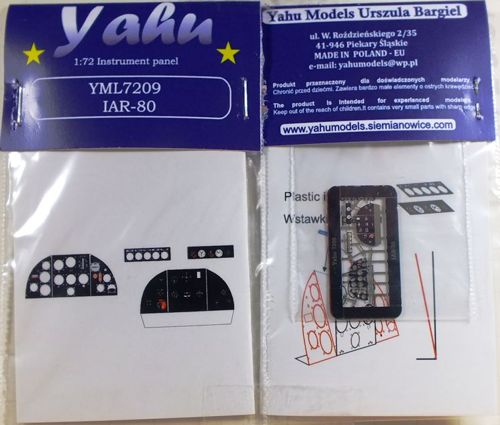 Yahu YML7209 IAR-80/IAR-81 Etched Cockpit Instrument Panel 1:72