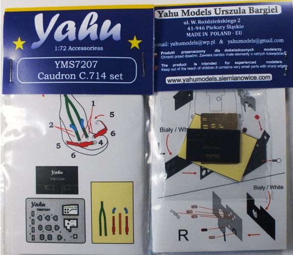 Yahu Models YMS7207 1:72 Caudron Cr.714 details Photoetched instrument panels