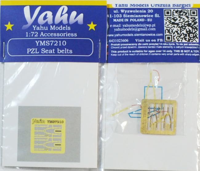 Yahu YMS7210 PZL P.7/P.11/P.23/P.24/PWS-26 Etched Seatbelts 1:72