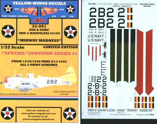 Yellow Wings YW32001 1:32 Douglas SBD-2 Dauntless No 2106