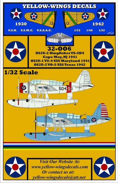 Yellow Wings YW32006 1:32 USN Vought OS2U-1/OS2U-2/OS2U-3 Kingfisher