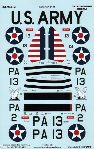 Yellow Wings YW32015 1:32 Seversky P-35 Early USAAC Fighter Williams Bros