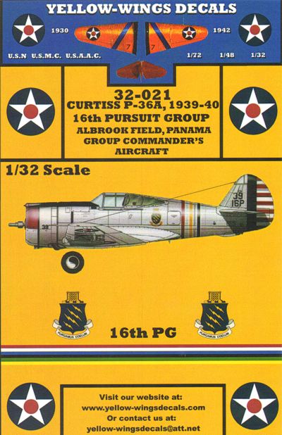 Yellow Wings YW32021 1:32 USAAC Curtiss P-36A