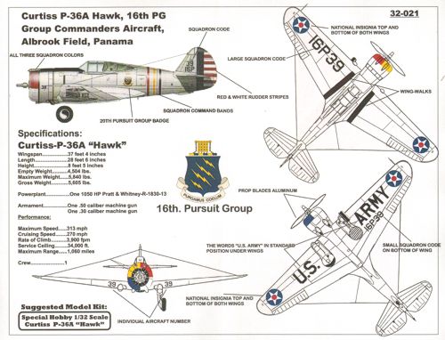 Yellow Wings YW32021 1:32 USAAC Curtiss P-36A