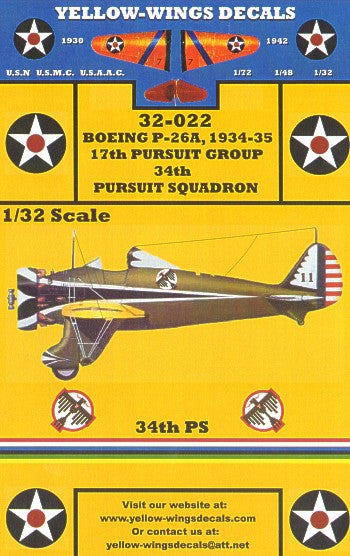 Yellow Wings YW32022 1:32 Boeing P-26A/P-26C Peashooter